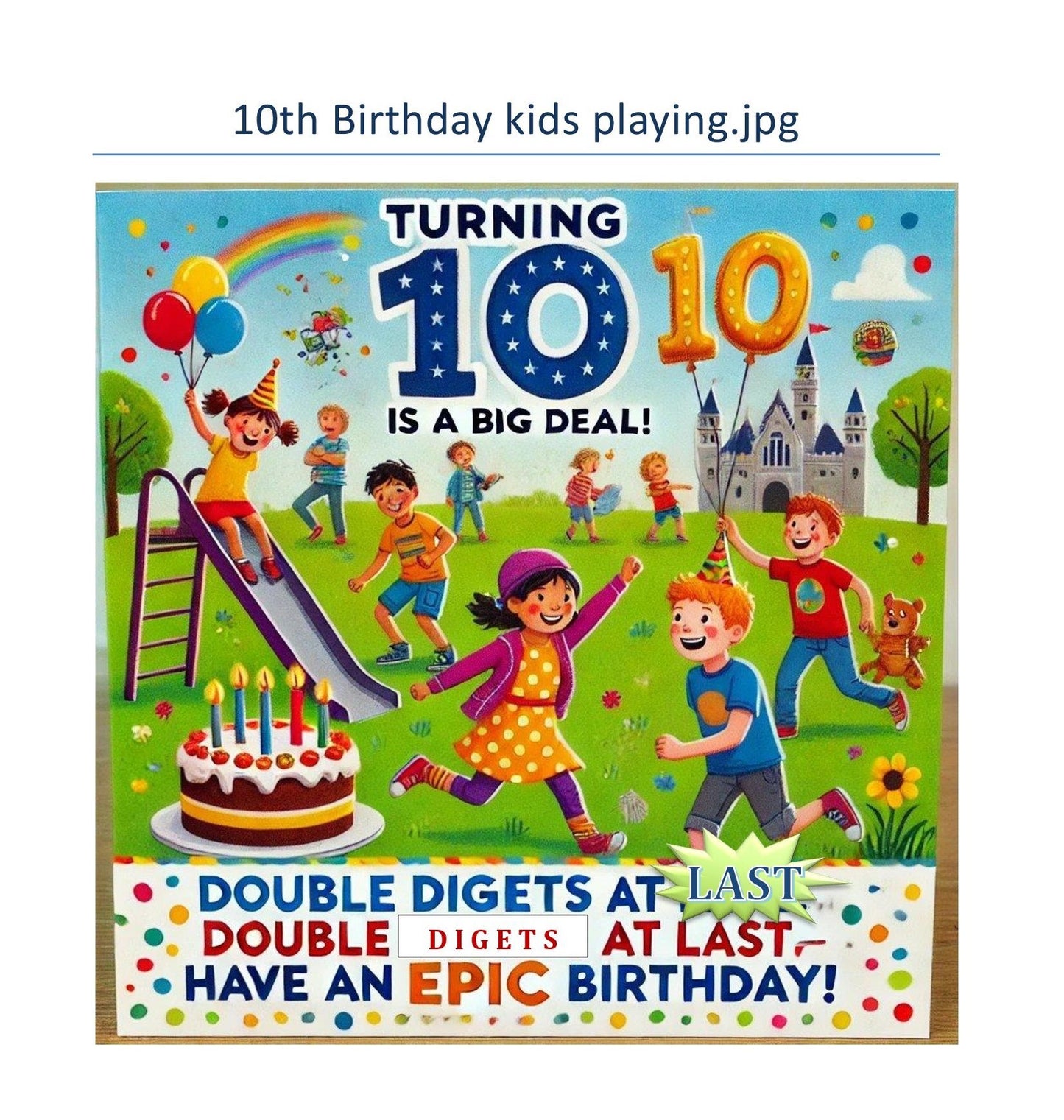 10th Birthday Card — DOUBLE DIGITS AT LAST!