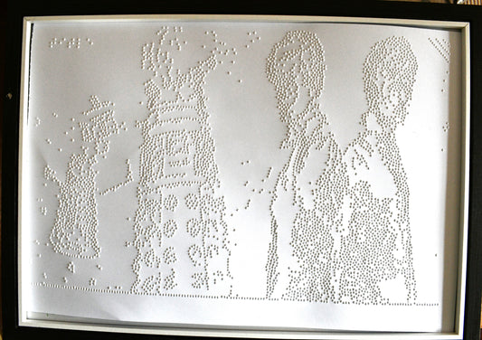 Braille Tactile Artwork — DALEKS CHASING THE TARDIS — Doctor Who