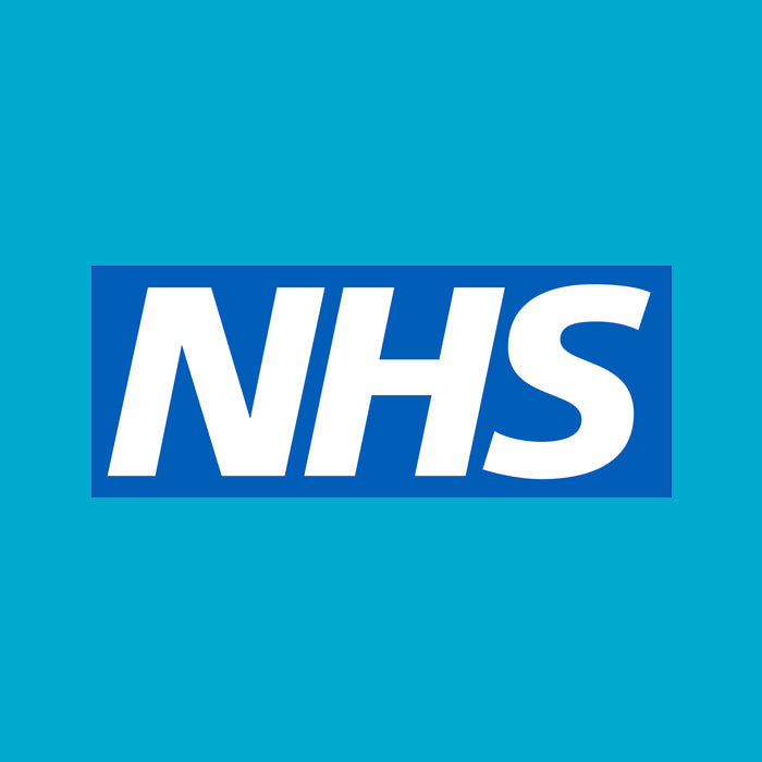 NHS logo on a blue background