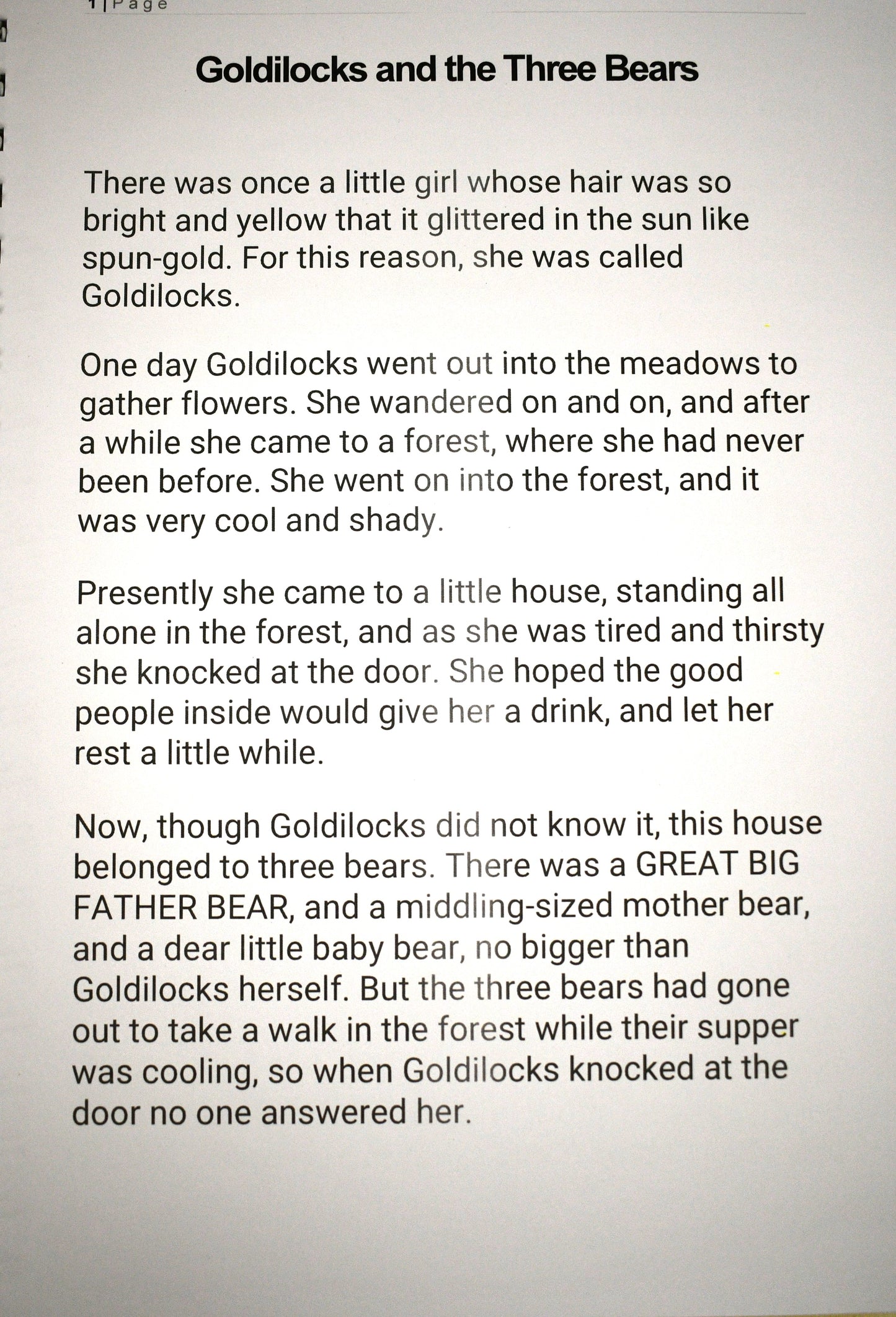 Goldilocks and the Three Bears